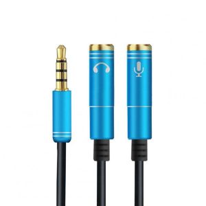 2 in 1 3.5mm Headphone Mic Audio Y Splitter Cable Male to Dual Female Converter Adapter blue  |   Earphones Accessories Earphones & Speakers Blue