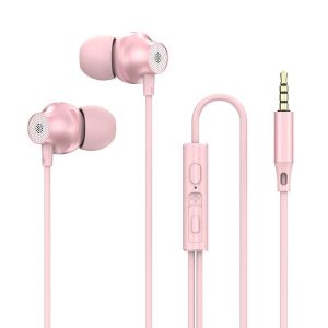 3.5mm In-ear Wire-controlled Earphone Copper Driver Hifi Subwoofer Music Headset Comfortable Sport Headphones pink  |   Wired Earphones Earphones & Speakers Pink