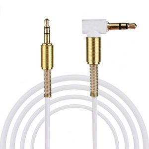 3.5mm Jack Audio Cable TPE Male to Male 90° Aux Cable 1m/3.28 inch white  |   Wired Earphones Earphones & Speakers White