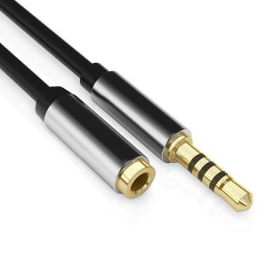 3.5mm Speaker Phone Headphone Extension Cable Aluminum Alloy Audio Cable Male To Female Connection Extension Cable black 1 meter  |   Earphones Accessories Earphones & Speakers Black + 1 meter