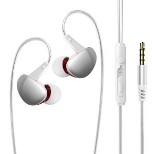 3.5mm Transparent In-ear Earphone Subwoofer Stereo Sports Running Earbuds Wire-control Game Headphones White  |   Wired Earphones Earphones & Speakers White