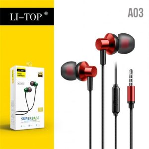 A03 Wired Headset With Microphone Excellent Stereo No-delay In-ear Headphone Earbuds red  |   Wired Earphones Earphones & Speakers Red