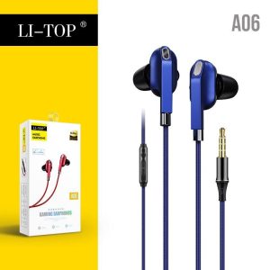 A06 Dual-speaker Mobile Phone  Headset, Wired Headphones, Noise Cancelling Stereo In-ear Earphone With Mic 3.5mm Jack Universal Earpods blue  |   Wired Earphones Earphones & Speakers Blue