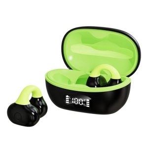 AX10 Wireless Ear Clip Open Ear Headphones With Charging Case Earphones Gym Headphones For Sport Cycling Running Work black+green  |   Bluetooth Earphones Bluetooth Earphones Black+green