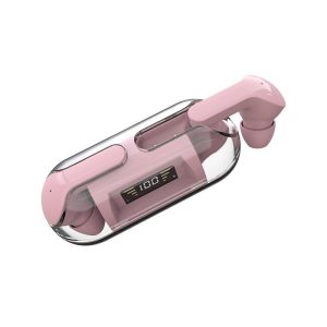 B39 Wireless Earbuds with Built in Mic Transparent Charging Case LED Display Waterproof Headphones Pink  |   Bluetooth Earphones Bluetooth Earphones Bluetooth Earphones