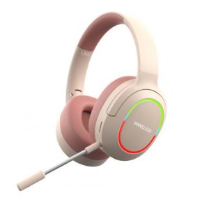 Bluetooth Head-mounted Headphones Hifi Sound Subwoofer Wireless Gaming Headset With Rgb Lighting pink  |   Gaming Headsets Earphones & Speakers Elegant powder