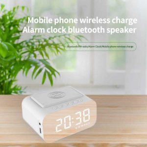 Bluetooth Speaker 15w Wireless Charging Led Alarm Clock Portable Fm Audio White  |   Stereo Speakers Earphones & Speakers Stereo Speakers