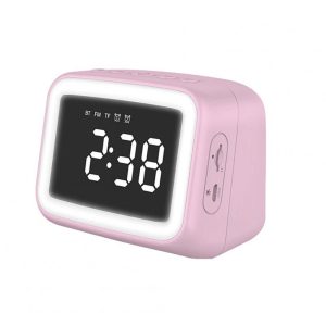 Bluetooth Speaker HD Mirror Display Led Digital Smart Alarm Clock Night Light Card FM Audio Player pink  |   Stereo Speakers Earphones & Speakers Pink