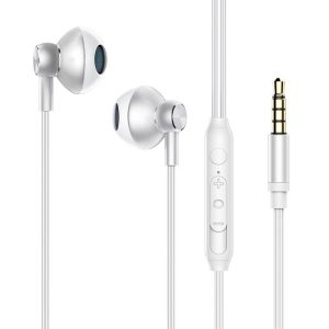 C71 Metal Semi-in-ear Earphone Wire Control Hifi Noise Reduction Earbuds With Microphone Universal K Song Game Live Headset White  |   Wired Earphones Earphones & Speakers White