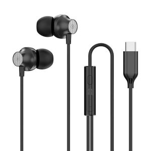 Copper Driver Hifi Sports Headphones In-ear Type-c Wire-controlled Earphones Bass Music Headset for MP3 Phone black  |   Wired Earphones Earphones & Speakers Black