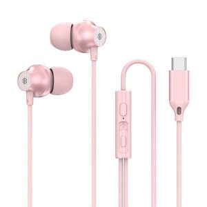 Copper Driver Hifi Sports Headphones In-ear Type-c Wire-controlled Earphones Bass Music Headset for MP3 Phone pink  |   Wired Earphones Earphones & Speakers Pink