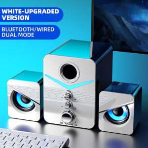 D221 Computer Speakers Wired Bluetooth-compatible 5.0 Desktop Combination Audio Usb Sound Effect Bass Speaker White (Bluetooth-compatible)  |   Stereo Speakers Earphones & Speakers Stereo Speakers