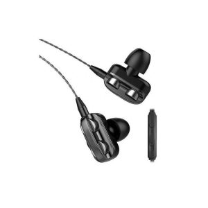 Dual Moving Coil Quad-core Earphones Wire-controlled Earphones Subwoofer Heavy Bass Earphones Black  |   Wired Earphones Earphones & Speakers Black