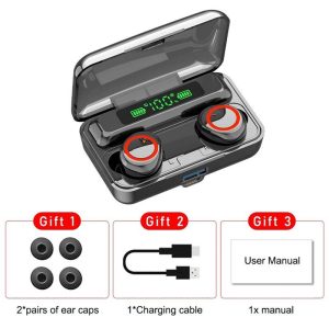 F9-3 Wireless Earbuds Waterproof Noise Canceling Earphones In-Ear Stereo Headphones With Charging Case For Sports Gaming black red circle  |   Bluetooth Earphones Bluetooth Earphones Black red circle