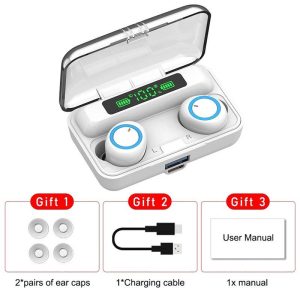 F9-3 Wireless Earbuds Waterproof Noise Canceling Earphones In-Ear Stereo Headphones With Charging Case For Sports Gaming white blue circle  |   Bluetooth Earphones Bluetooth Earphones Bluetooth Earphones