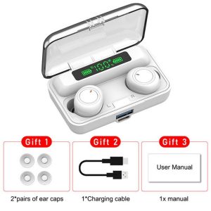 F9-3 Wireless Earbuds Waterproof Noise Canceling Earphones In-Ear Stereo Headphones With Charging Case For Sports Gaming white gray circle  |   Bluetooth Earphones Bluetooth Earphones Bluetooth Earphones