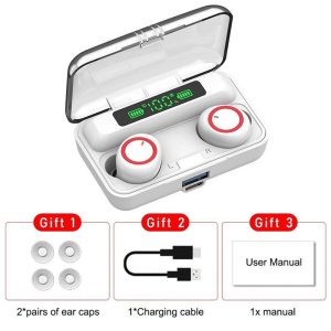 F9-3 Wireless Earbuds Waterproof Noise Canceling Earphones In-Ear Stereo Headphones With Charging Case For Sports Gaming white red circle  |   Bluetooth Earphones Bluetooth Earphones Bluetooth Earphones