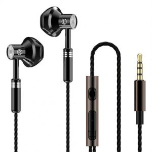 Fashion Wire-controlled Earphone 3.5mm Round Hole Headset Subwoofer Music Gaming Headphone With Microphone A601 black  |   Wired Earphones Earphones & Speakers Black