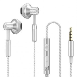 Fashion Wire-controlled Earphone 3.5mm Round Hole Headset Subwoofer Music Gaming Headphone With Microphone A601 silver  |   Wired Earphones Earphones & Speakers Silver