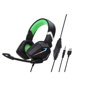 G20 Dynamic Rgb Dual Streamer Wired  Headset Noise Reduction Microphone Stereo Ergonomic Head-mounted Gaming Computer Earphone Black green  |   Gaming Headsets Earphones & Speakers Black green