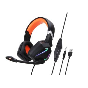 G20 Dynamic Rgb Dual Streamer Wired  Headset Noise Reduction Microphone Stereo Ergonomic Head-mounted Gaming Computer Earphone Black orange  |   Gaming Headsets Earphones & Speakers Black orange