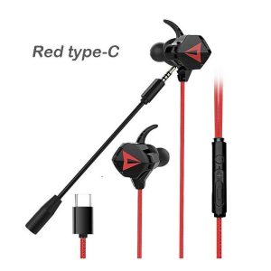 Gaming Headset With Double Detachable MIC Microphone Sets For PS4 PC Laptop Black-red type-C interface  |   Gaming Headsets Earphones & Speakers Black-red type-C interface