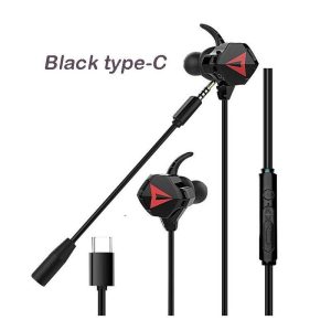 Gaming Headset With Double Detachable MIC Microphone Sets For PS4 PC Laptop Black type-C interface  |   Gaming Headsets Earphones & Speakers Black type-C interface