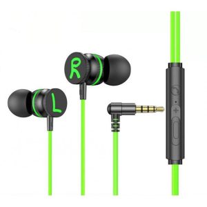 Gaming Wired Headset Elbow Jack Earphone Left Right Channel In-ear Headphones fluorescent green 3.5mm  |   Wired Earphones Earphones & Speakers Black+fluorescent green + 3.5mm