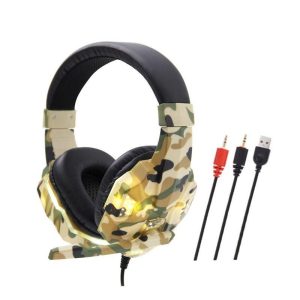 Headset Wired Earphone Gaming Headset USB Luminous Gamer Stereo Headphone Folding Headset yellow  |   Gaming Headsets Earphones & Speakers Gaming Headsets