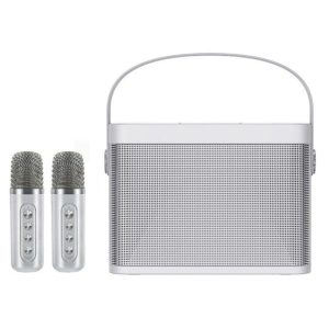 Home Mini Karaoke Speaker Kit Wireless Bluetooth-compatible Dual Microphone Speaker Small Audio Ktv Set White  |   Stereo Speakers Earphones & Speakers Stereo Speakers