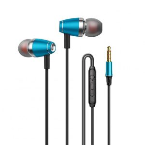 In-ear Headset Wire-controlled Smart Call Earphone with Microphone All-metal Bass Music Headphones for Android V1 Blue  |   Wired Earphones Earphones & Speakers Blue