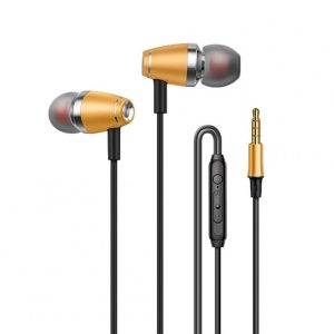 In-ear Headset Wire-controlled Smart Call Earphone with Microphone All-metal Bass Music Headphones for Android V1 Gold  |   Wired Earphones Earphones & Speakers Gold