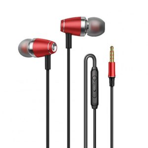 In-ear Headset Wire-controlled Smart Call Earphone with Microphone All-metal Bass Music Headphones for Android V1 Red  |   Wired Earphones Earphones & Speakers Red