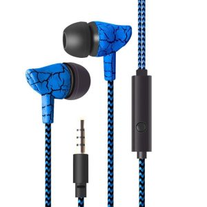 In-ear Wire-controlled Headset with Microphone 3.5mm Stereo Plug Fashion Braided Wire Crack Earphones Blue  |   Wired Earphones Earphones & Speakers Blue