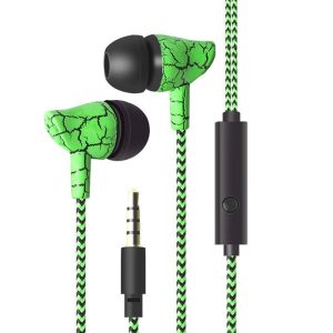 In-ear Wire-controlled Headset with Microphone 3.5mm Stereo Plug Fashion Braided Wire Crack Earphones Green  |   Wired Earphones Earphones & Speakers Green