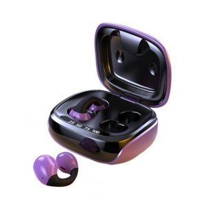 JX80 Wireless Bone Conduction Earbuds With Power Display Charging Case Ultra Long Battery Life Noise Canceling Headphones For Sports Laptop Tablet Computer Phones Purple soft rubber version  |   Bluetooth Earphones Bluetooth Earphones Bluetooth Earphones