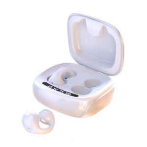 JX80 Wireless Bone Conduction Earbuds With Power Display Charging Case Ultra Long Battery Life Noise Canceling Headphones For Sports Laptop Tablet Computer Phones White soft offset version  |   Bluetooth Earphones Bluetooth Earphones Bluetooth Earphones