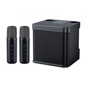 Karaoke Machine With Dual Microphones AUX TF Card U Disk Player Portable Speaker Studio Speaker For Party Meeting Kids black  |   Stereo Speakers Earphones & Speakers Black