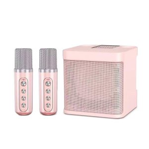 Karaoke Machine With Dual Microphones AUX TF Card U Disk Player Portable Speaker Studio Speaker For Party Meeting Kids pink  |   Stereo Speakers Earphones & Speakers Pink