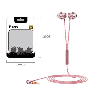 L-shaped 3.5mm Headphones 90 Degree Right Angle Plug Stereo Bass Headset Wire Control In-ear Earbuds pink  |   Wired Earphones Earphones & Speakers Pink