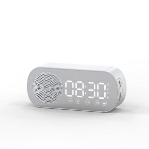 Led Mirror Alarm Clock Wireless Bluetooth 5.0 Hi-fi Speaker Subwoofer Portable Audio Table Digital Clock White  |   Stereo Speakers Earphones & Speakers Stereo Speakers