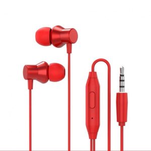 Lenovo HF130 Wired Earphones In-Ear HD Bass With Mic 3.5mm Jack red  |   Wired Earphones Earphones & Speakers Red