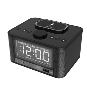 M7 Multifunctional Bluetooth-compatible  Speaker Led Screen Home Hotel Hi-fi Stereo Desktop Wireless Charging Digital Alarm Clock black_EU plug  |   Stereo Speakers Earphones & Speakers Black + EU plug