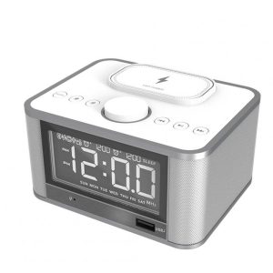 M7 Multifunctional Bluetooth-compatible  Speaker Led Screen Home Hotel Hi-fi Stereo Desktop Wireless Charging Digital Alarm Clock White_EU plug  |   Stereo Speakers Earphones & Speakers Stereo Speakers