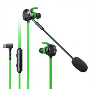 M76 Wired Headphones L-Shaped Type C Jack Stereo Sound Noise Isolating Wired Gaming Earbuds Green  |   Gaming Headsets Earphones & Speakers Gaming Headsets