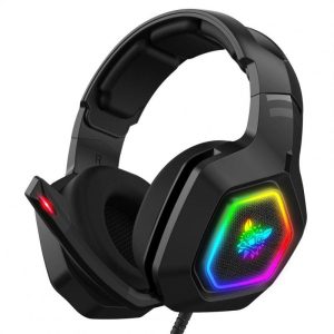 Onikuma K10 Gaming Headphones RGB Lights Noise Canceling Microphone Wired Headset Black  |   Gaming Headsets Earphones & Speakers Black