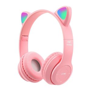 P47m Bluetooth 5.0 Headphones Big Cat Ear Wire-controlled Gaming Headset Hifi Sports Earphones pink  |   Over-ear Headphones Earphones & Speakers Over-ear Headphones