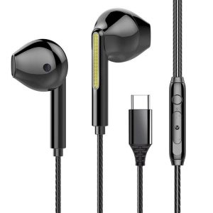 Portable Wired  Headset Heavy Bass Low Latency Excellent Sound Quality Built-in High-definition Microphone In-ear Wired Earphones TYP-C black  |   Wired Earphones Earphones & Speakers TYP-C black