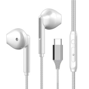 Portable Wired  Headset Heavy Bass Low Latency Excellent Sound Quality Built-in High-definition Microphone In-ear Wired Earphones TYP-C white  |   Wired Earphones Earphones & Speakers TYP-C white