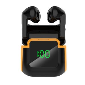 Pro90 Wireless Earphones With Noise Canceling Microphone Power Display Charging Case Earbuds Headphones For Smart Phone Computer Laptop Black and yellow  |   Bluetooth Earphones Bluetooth Earphones Black & yellow